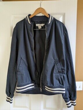 H&M Navy Blue Varsity Baseball Bomber Jacket